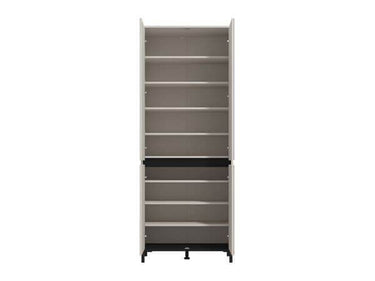 Toshiro Cashmere Taupe Half-Mirrored Tall Shoe Cabinet: Elegant 40-Pair Storage Solution - UK Luxury Furniture
